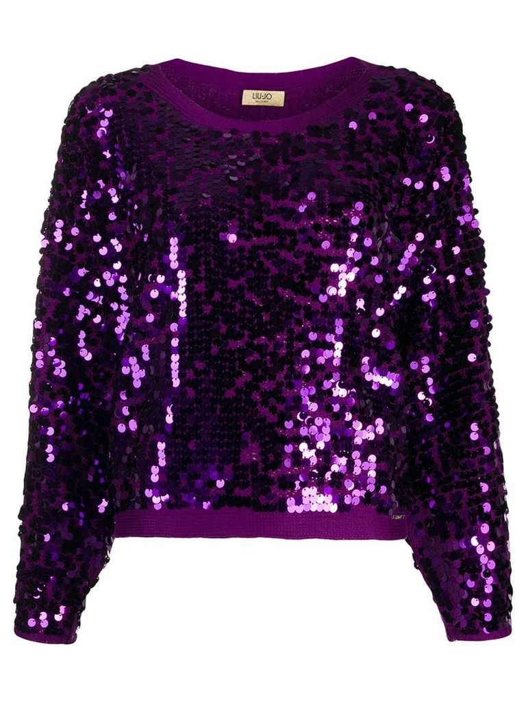 LIU JO relaxed-fit sequined jumper - PURPLE