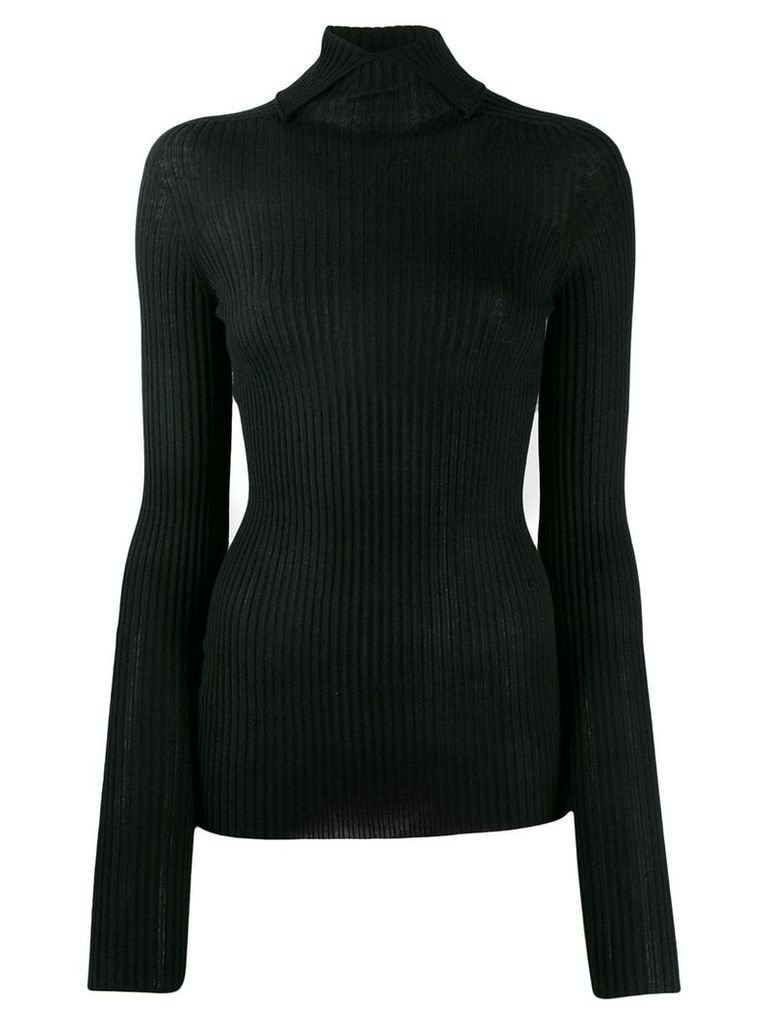 Jil Sander turtleneck ribbed knit sweater - Black