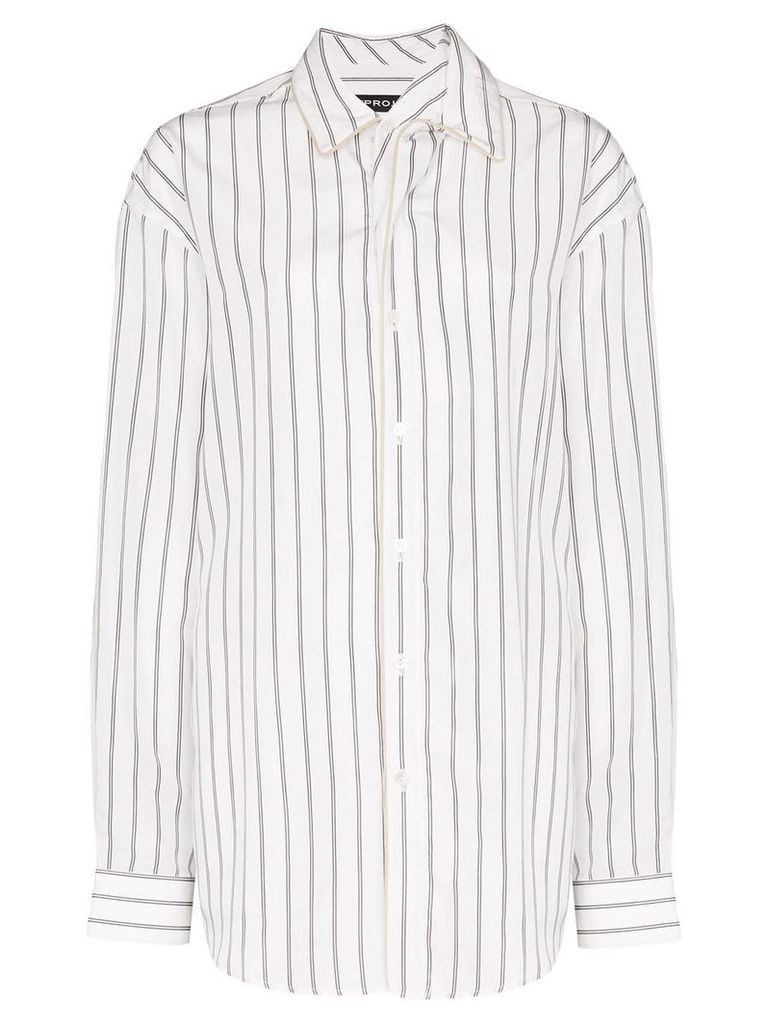 Y/Project striped long-sleeved shirt - White
