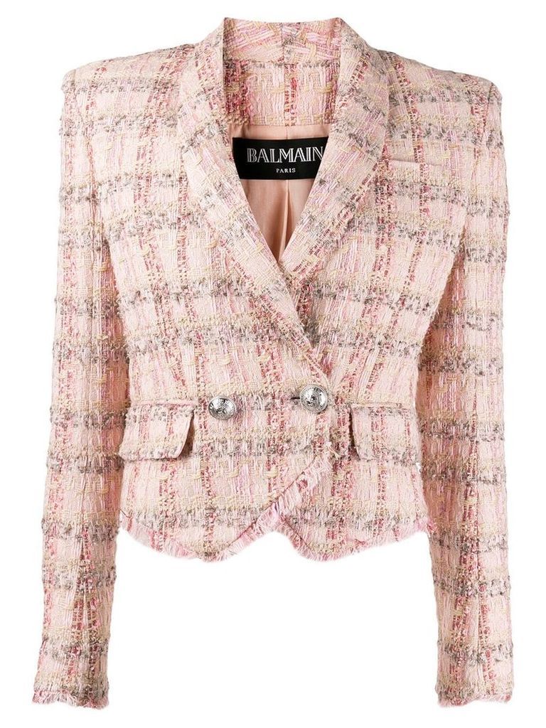 Balmain double-breasted tweed blazer - PINK