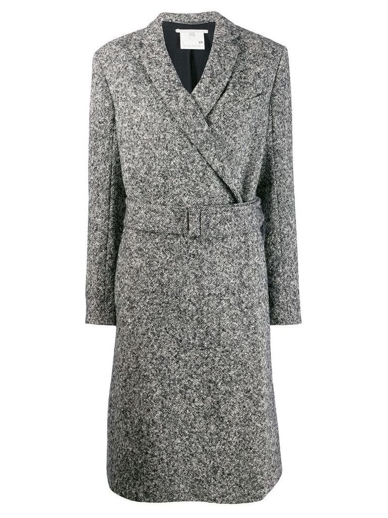 Stella McCartney melange knit wool coat - Black