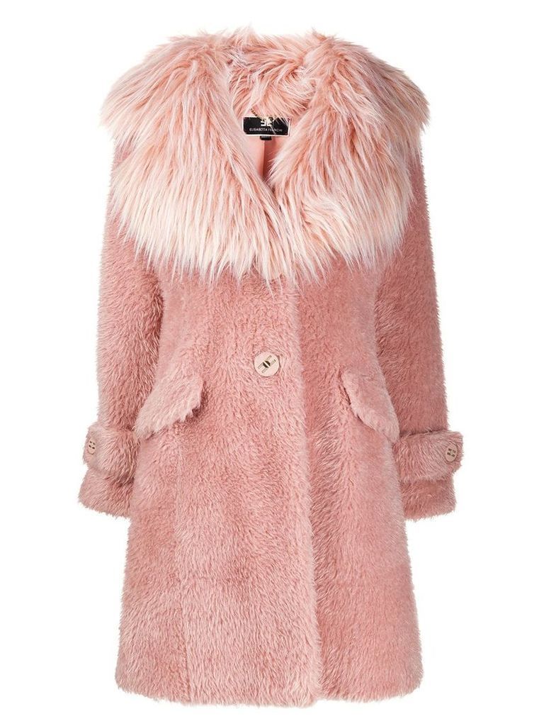 Elisabetta Franchi faux fur button up coat - Pink
