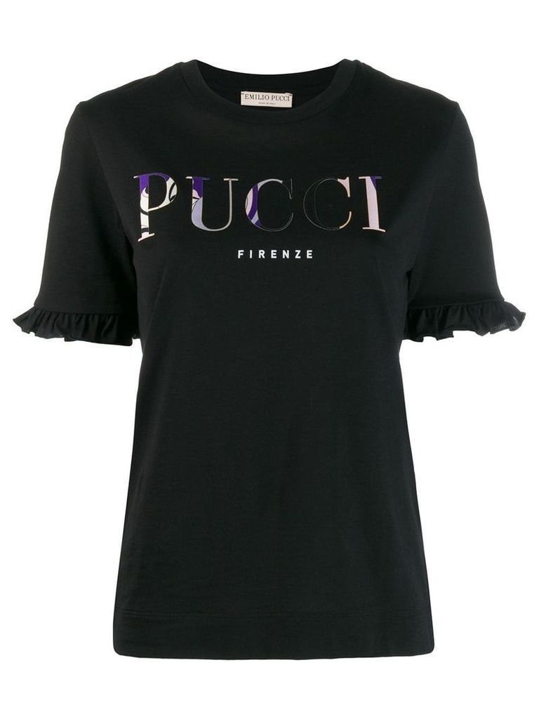 Emilio Pucci ruffled sleeves logo T-shirt - Black