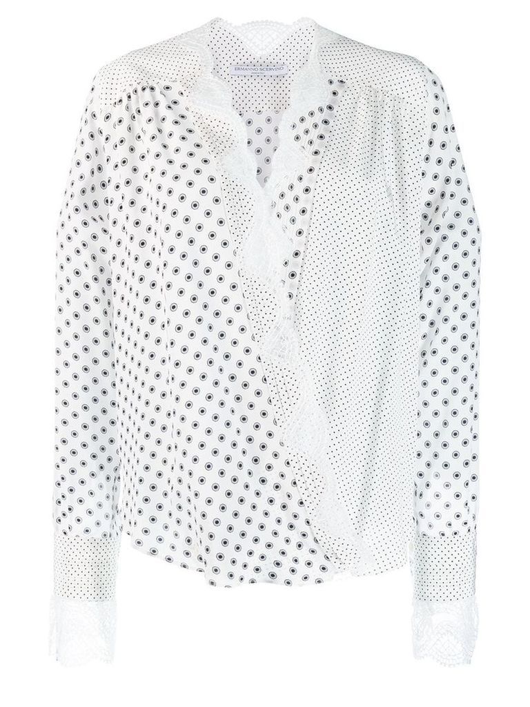 Ermanno Scervino lace hem wrap blouse - White