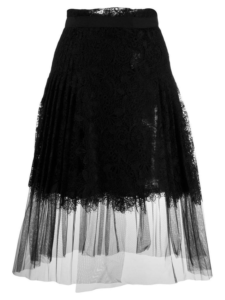 Ermanno Scervino pleated lace midi skirt - Black