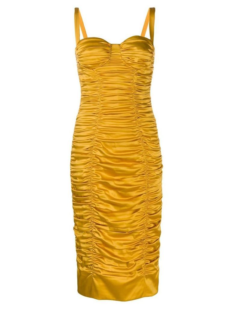 Dolce & Gabbana ruched bustier bodycon dress - Yellow