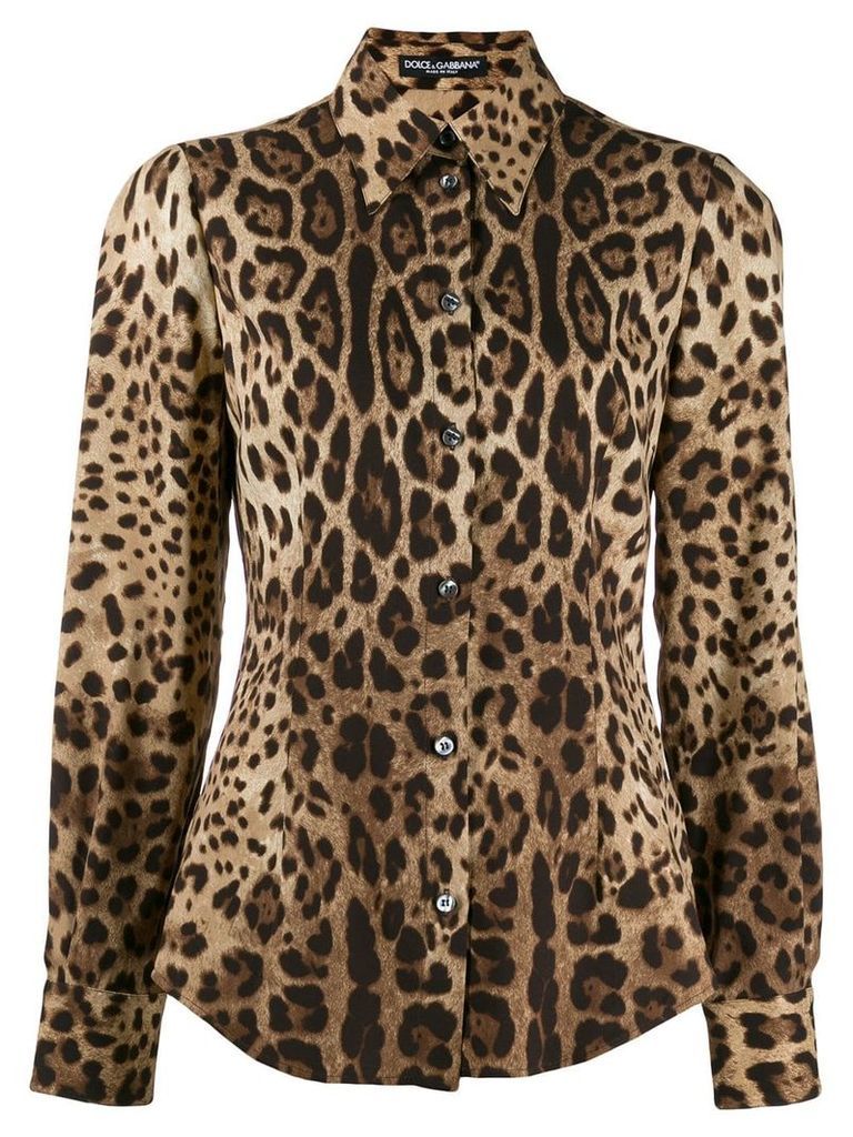 Dolce & Gabbana leopard-print long-sleeve shirt - NEUTRALS