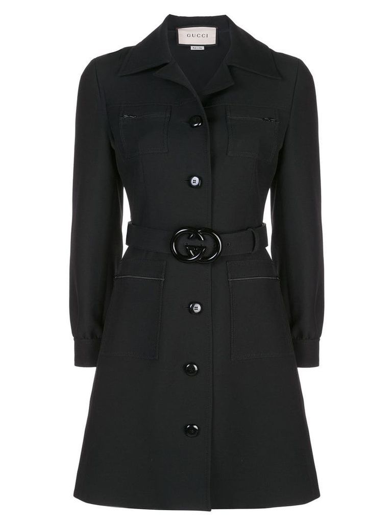 Gucci double G belted shirt dress - Black