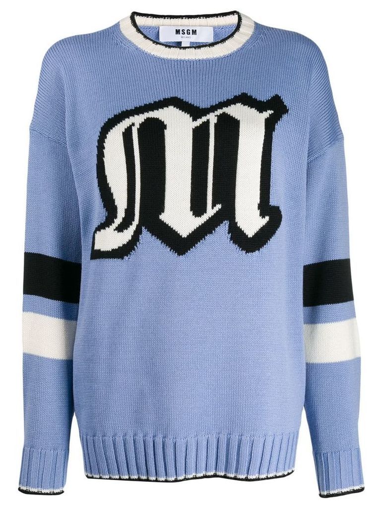 MSGM oversized logo knitted sweater - Blue