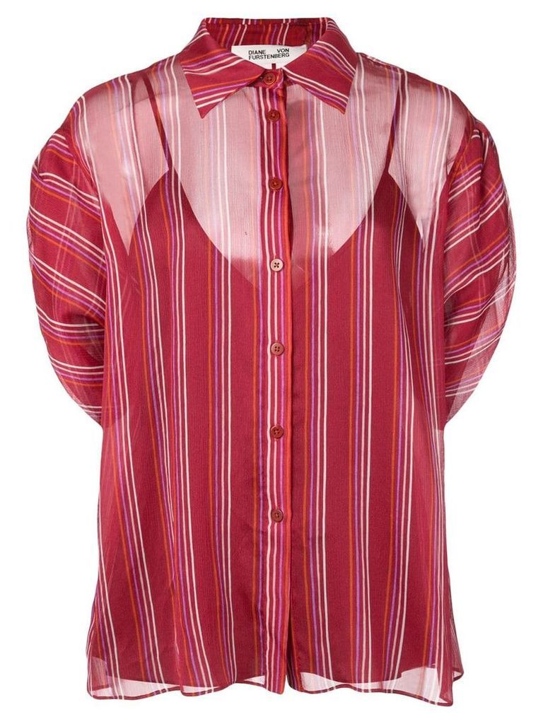 DVF Diane von Furstenberg Beatriz crinkle short-sleeve shirt - Red