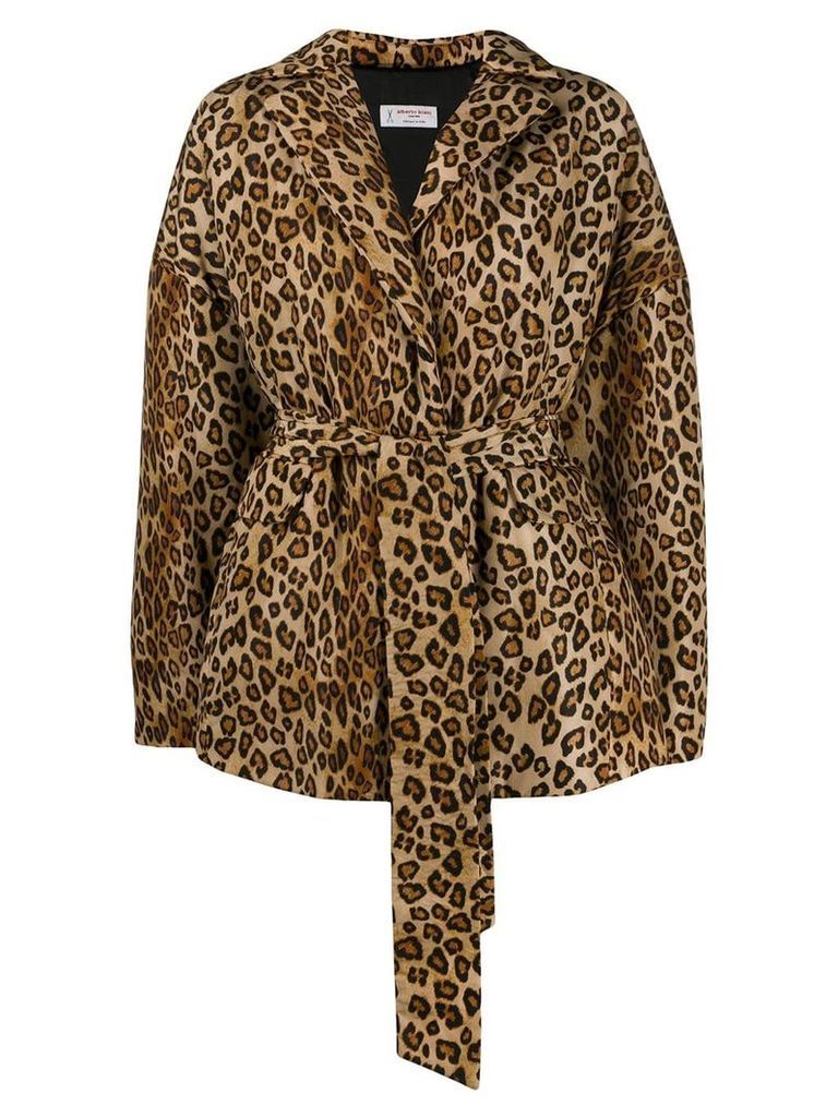 Alberto Biani leopard print oversized jacket - NEUTRALS