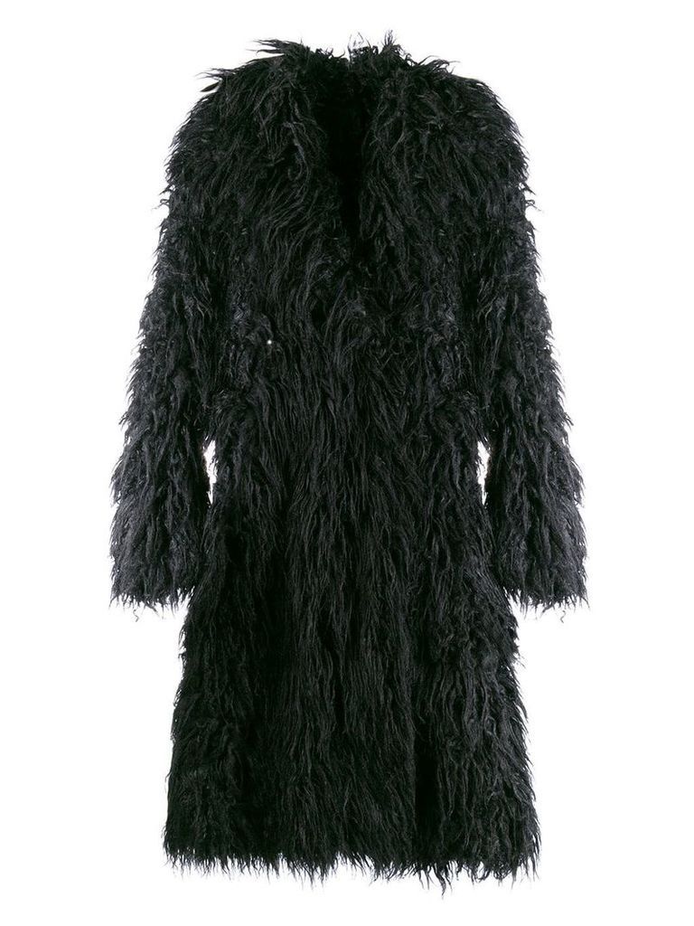 Paco Rabanne faux fur oversized coat - Black