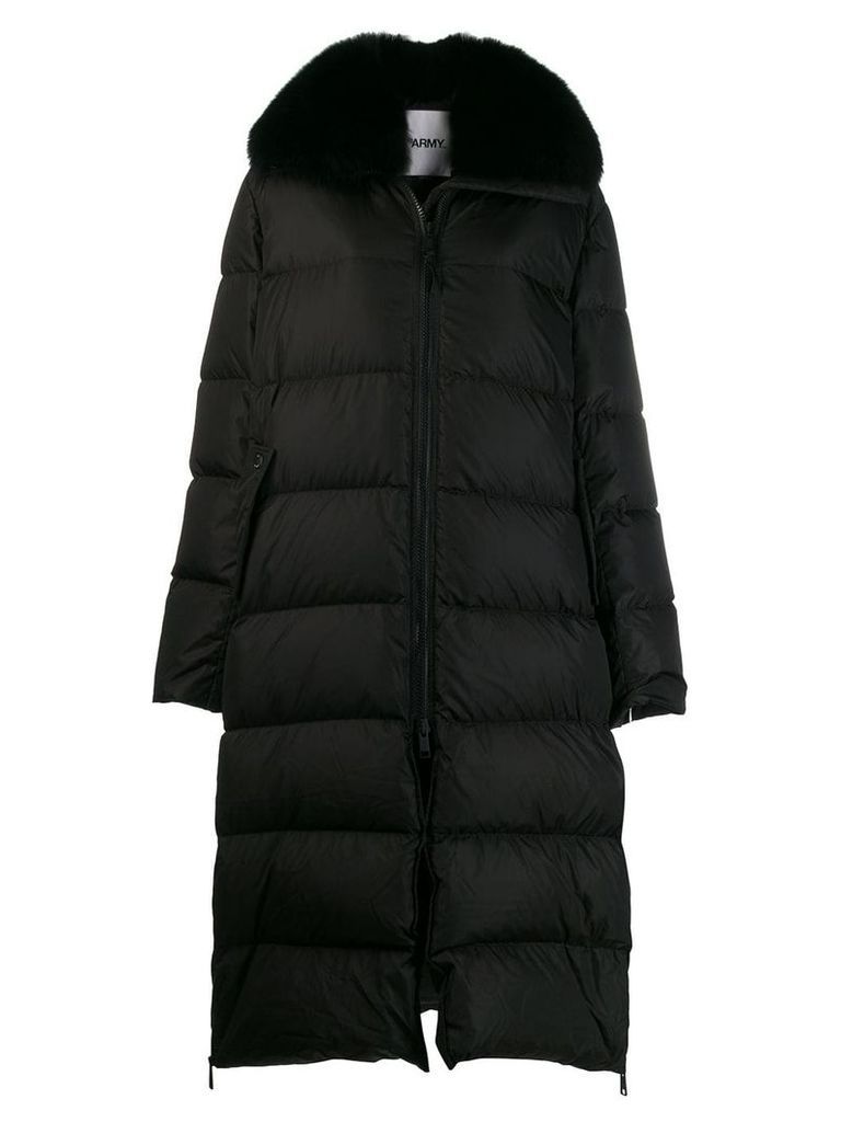 Yves Salomon longline puffer coat - Black