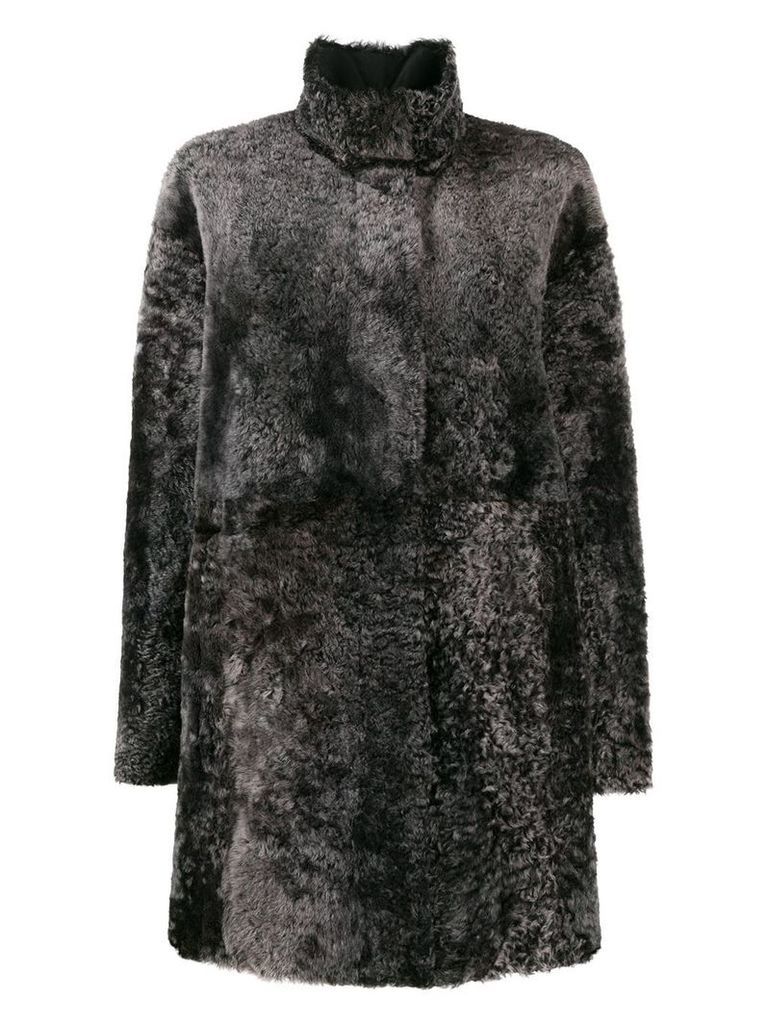 Drome high neck fur coat - Black