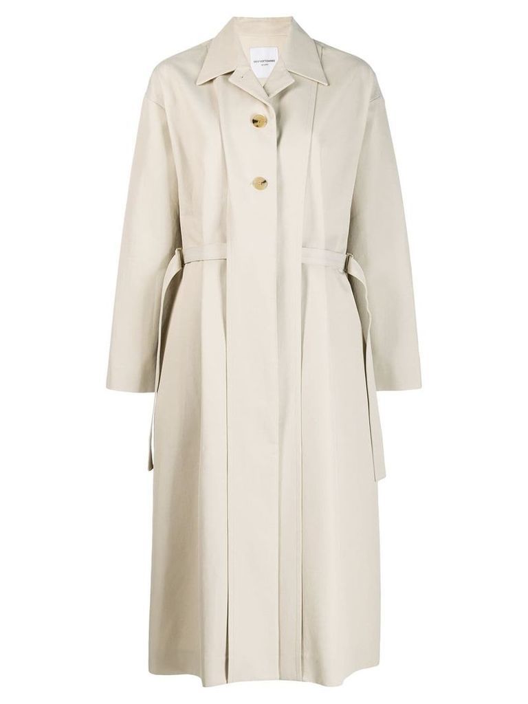 Le 17 Septembre belted single breasted coat - NEUTRALS