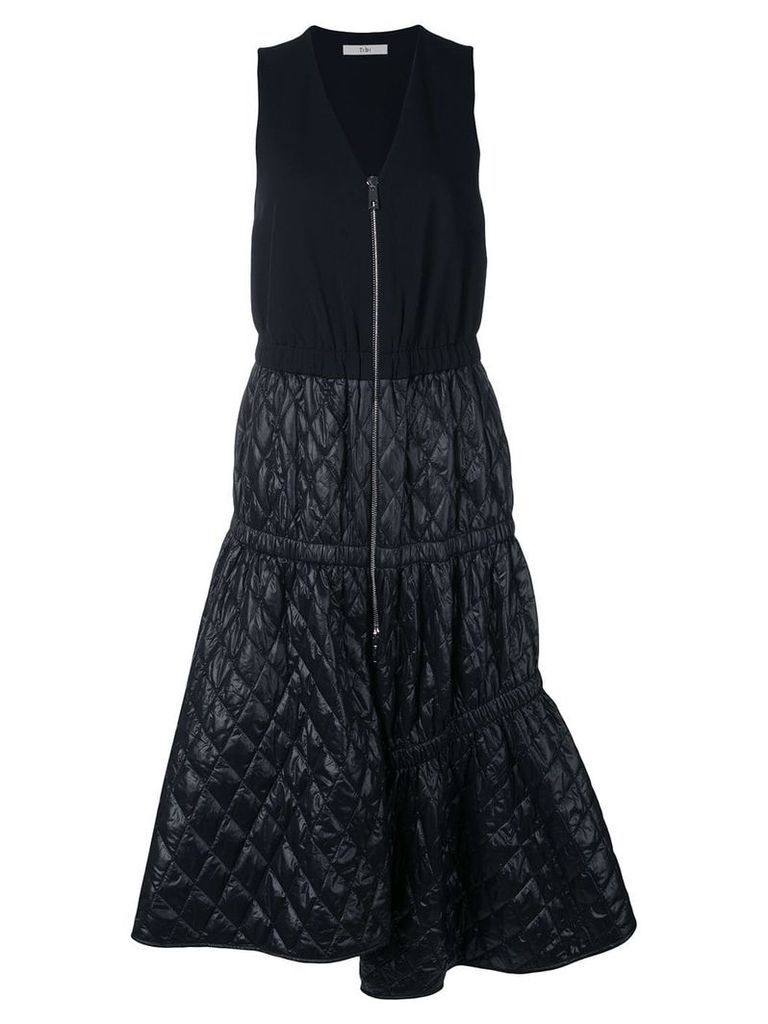 Tibi quilted asymmetric zip dress - Black