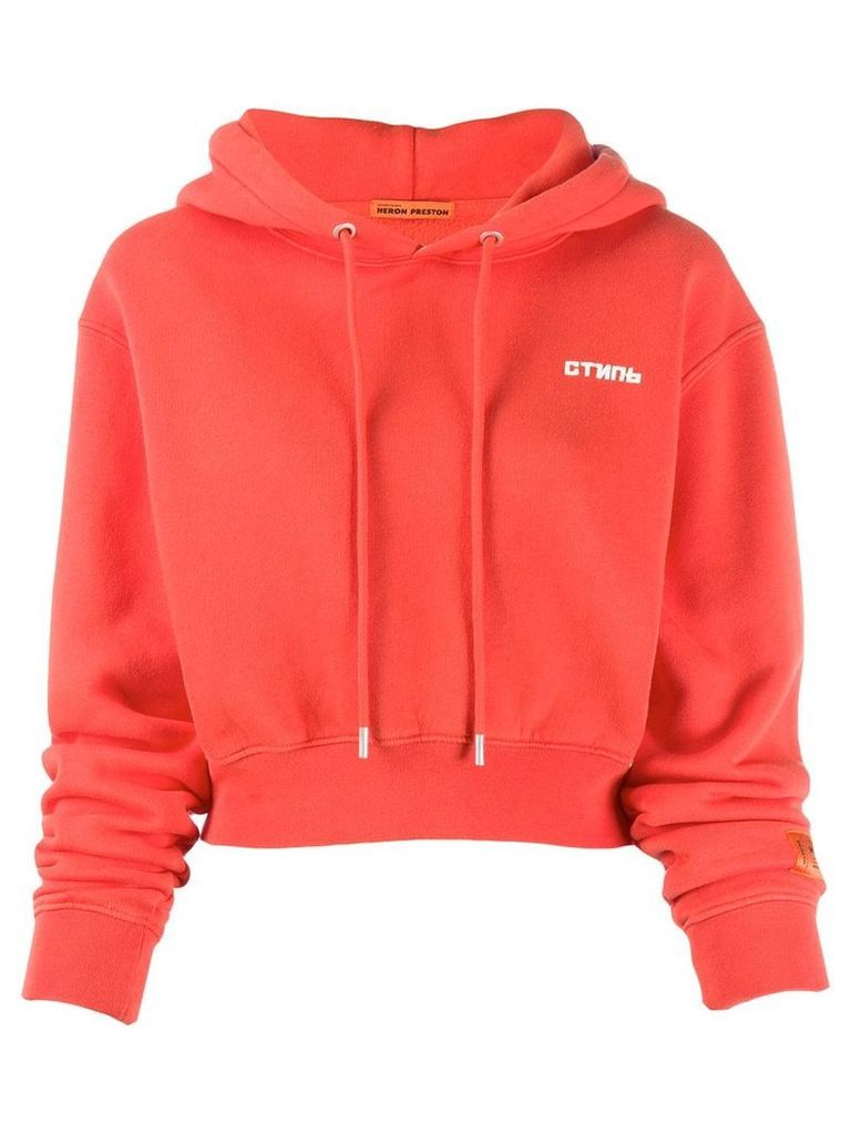 Heron Preston cropped logo hoodie - Red