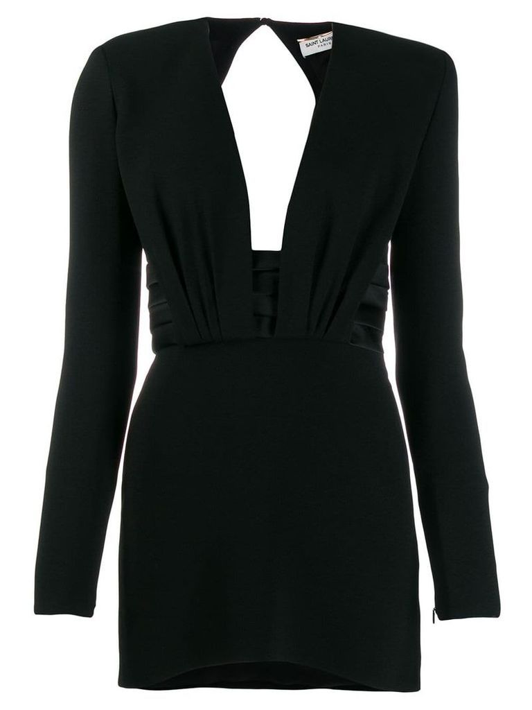 Saint Laurent structured shoulder mini dress - Black
