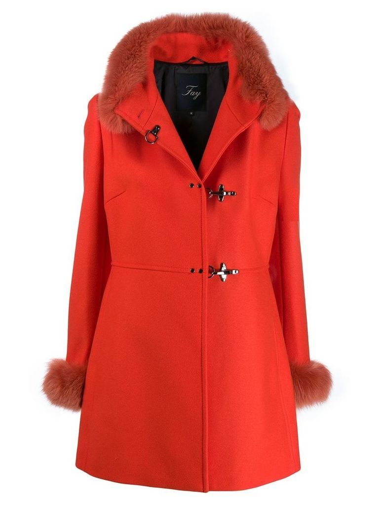 Fay fur details coat - Red
