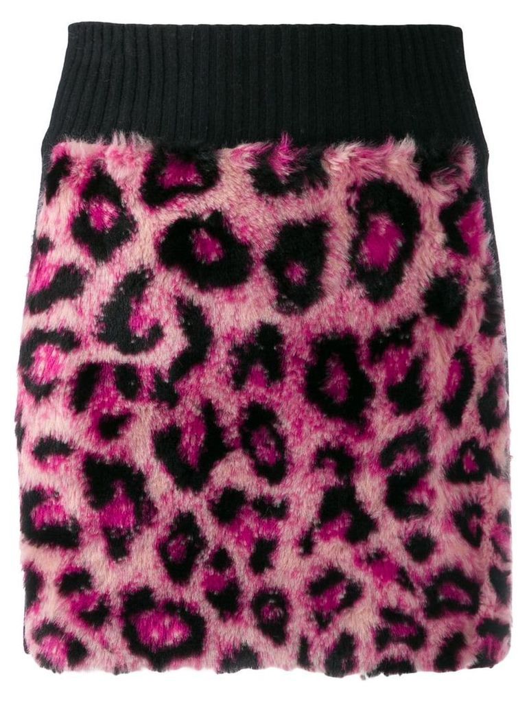 Alberta Ferretti leopard print knitted skirt - PINK