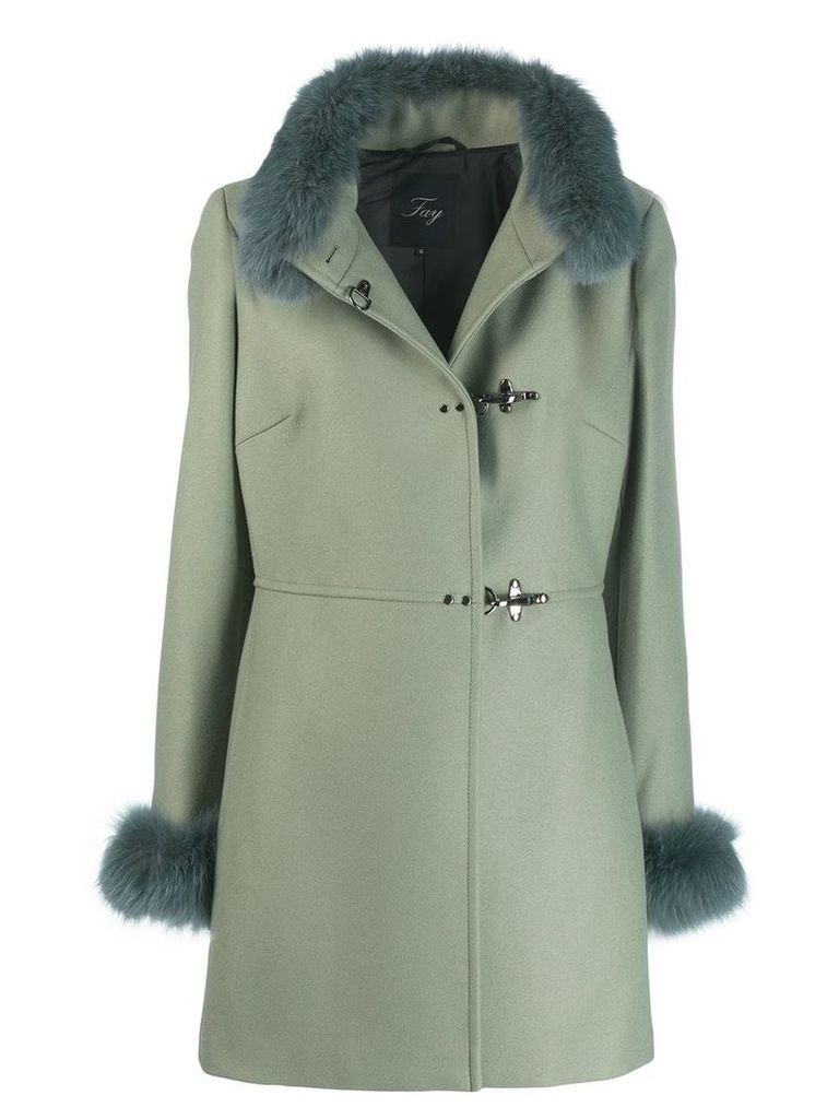 Fay fur details coat - Green