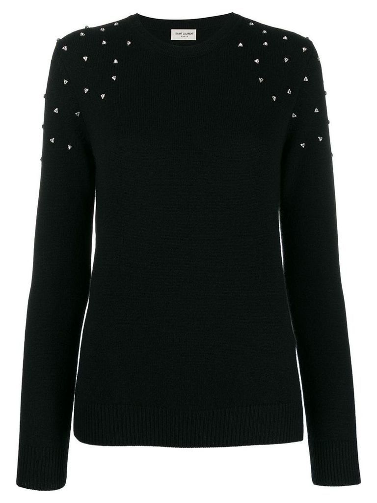 Saint Laurent crystal-embellished cashmere jumper - Black