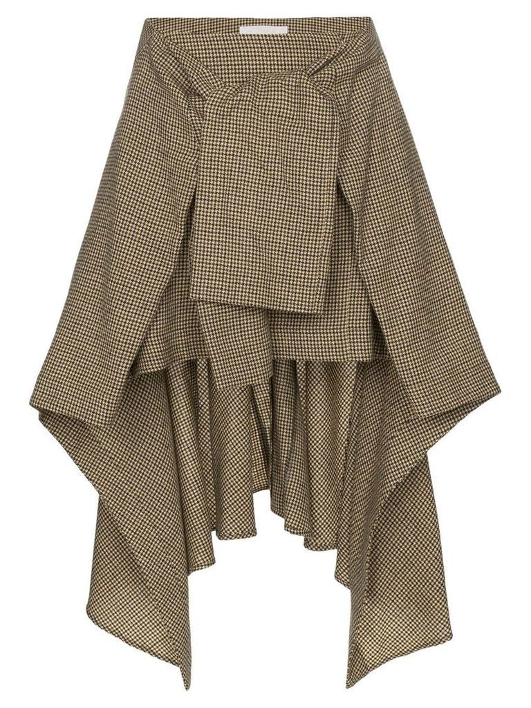 Chloé asymmetric tie-waist check skirt - Brown