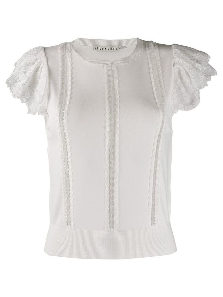 Alice+Olivia Rosio lace detail top - White
