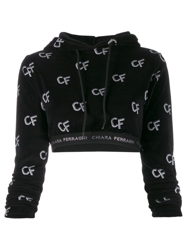 Chiara Ferragni cropped logo hoodie - Black