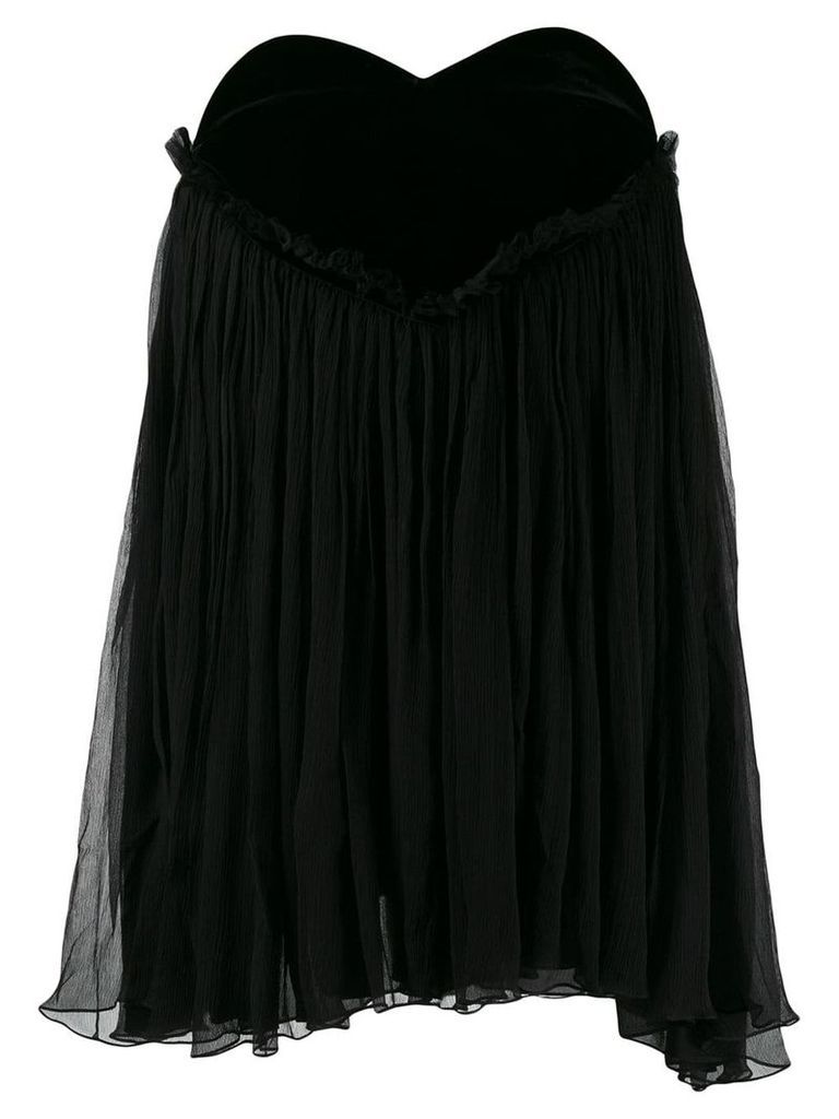 Saint Laurent plissé babydoll mini dress - Black