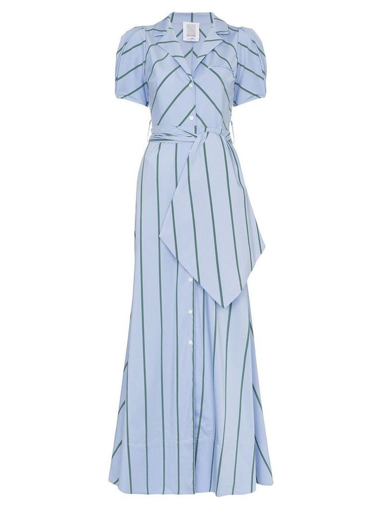 Rosie Assoulin pouf-sleeve striped maxi dress - Blue