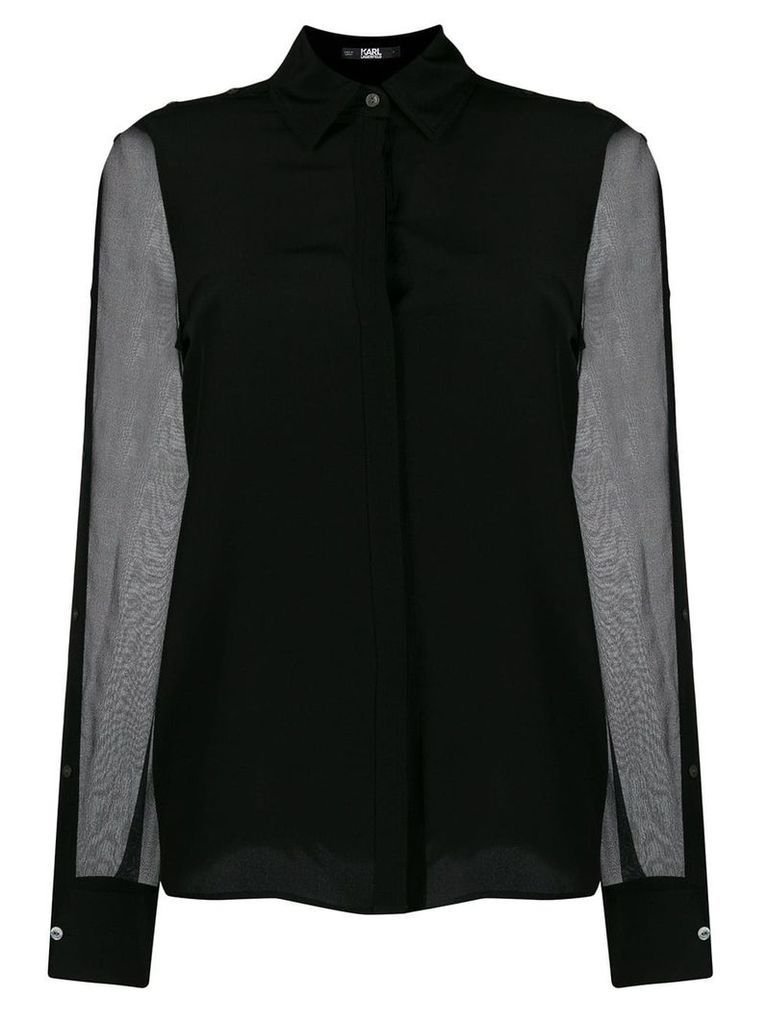 Karl Lagerfeld sheer sleeve shirt - Black