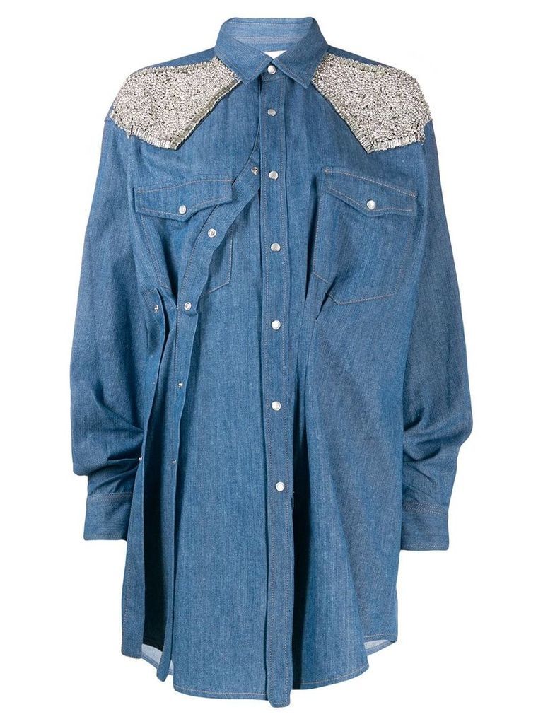 Circus Hotel embellished ruched shirt dress - Blue
