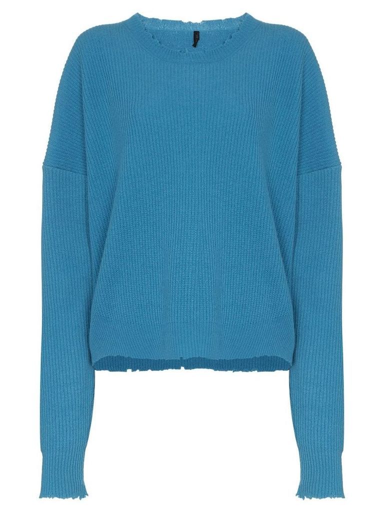Unravel Project distressed-effect ribbed jumper - Blue