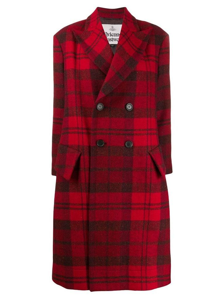 Vivienne Westwood Anglomania double breasted tartan coat - Red