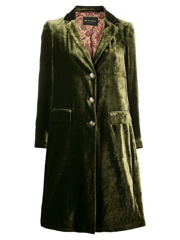 Etro velvet single breasted coat - Green