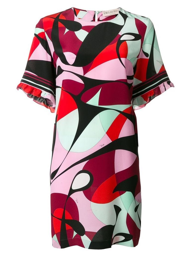 Emilio Pucci Alex Print Ruffle Sleeve Shift Dress - PINK