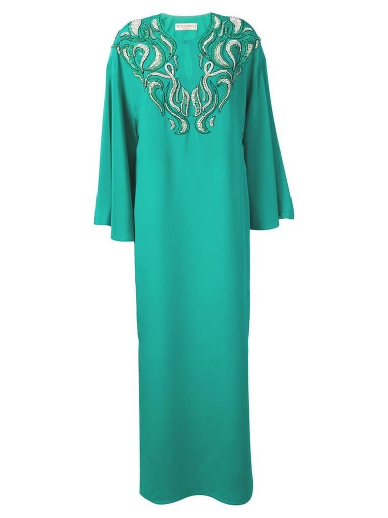 Emilio Pucci Jade Green Embellished Evening Dress