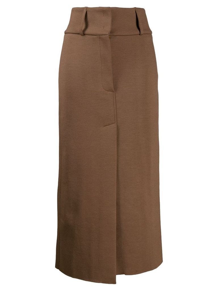 Circus Hotel front slit high-waisted skirt - Brown