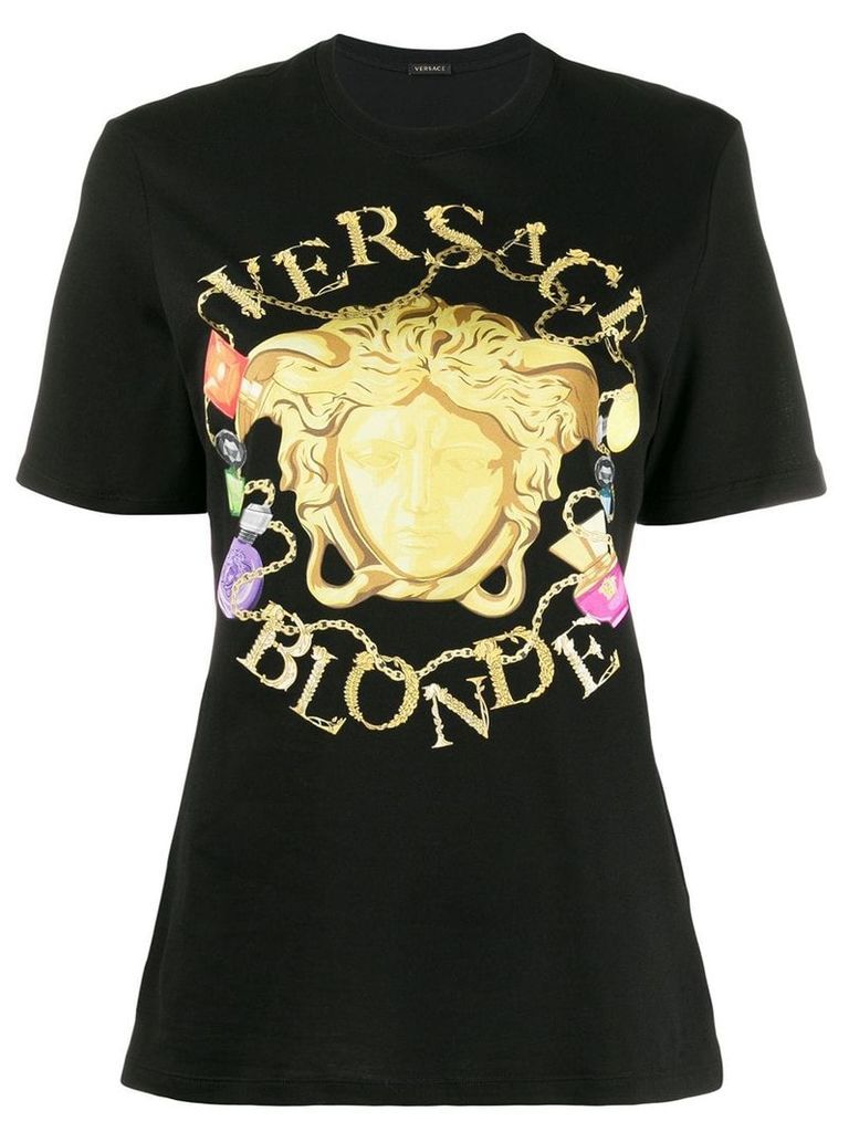 Versace Blonde medusa print T-shirt - Black