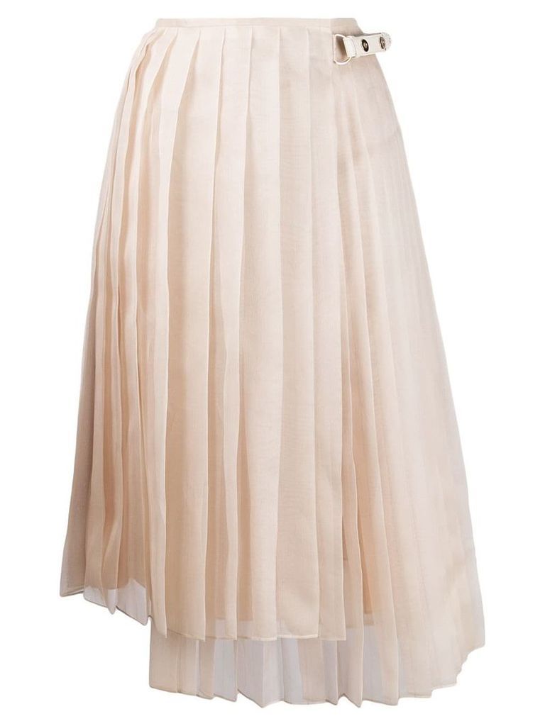 Fendi asymmetric pleated skirt - NEUTRALS