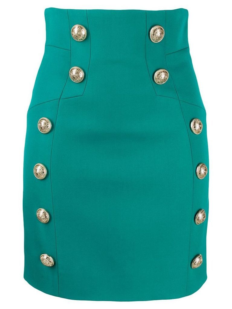Balmain buttoned detailed mini skirt - Blue