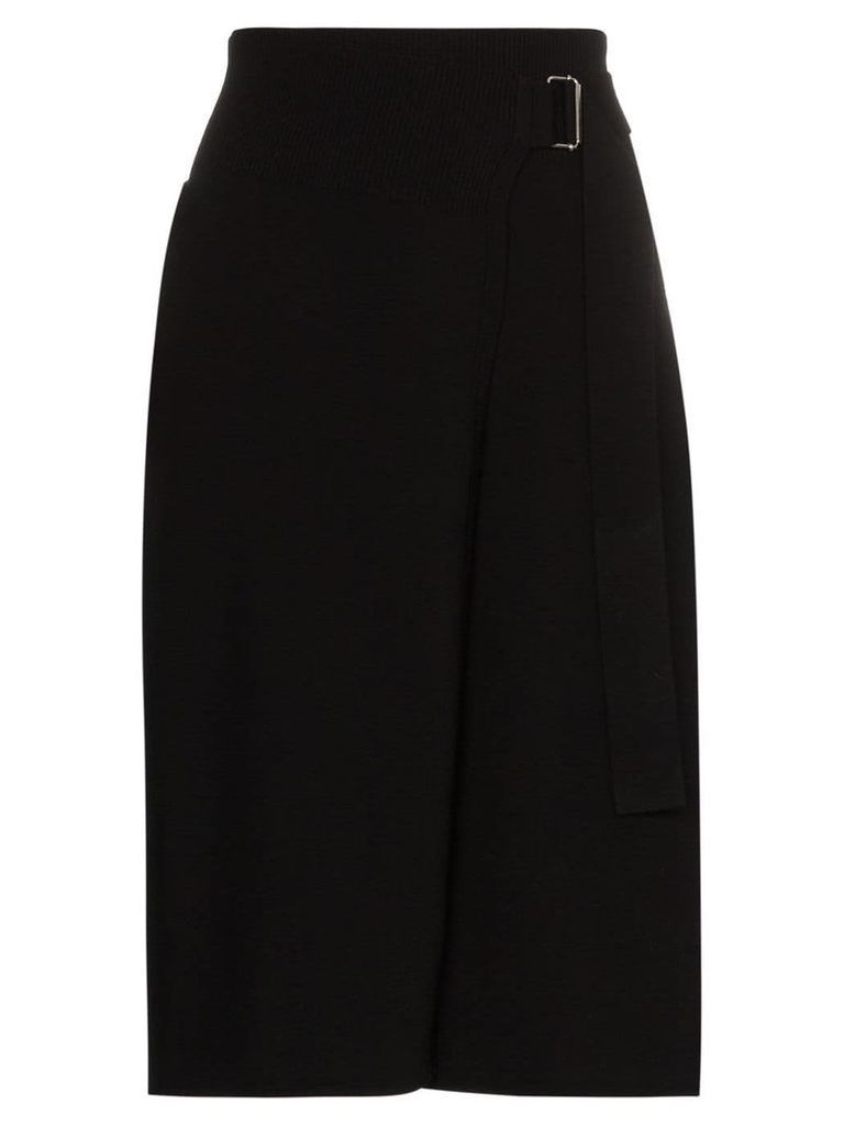 Helmut Lang knitted wrap midi skirt - Black