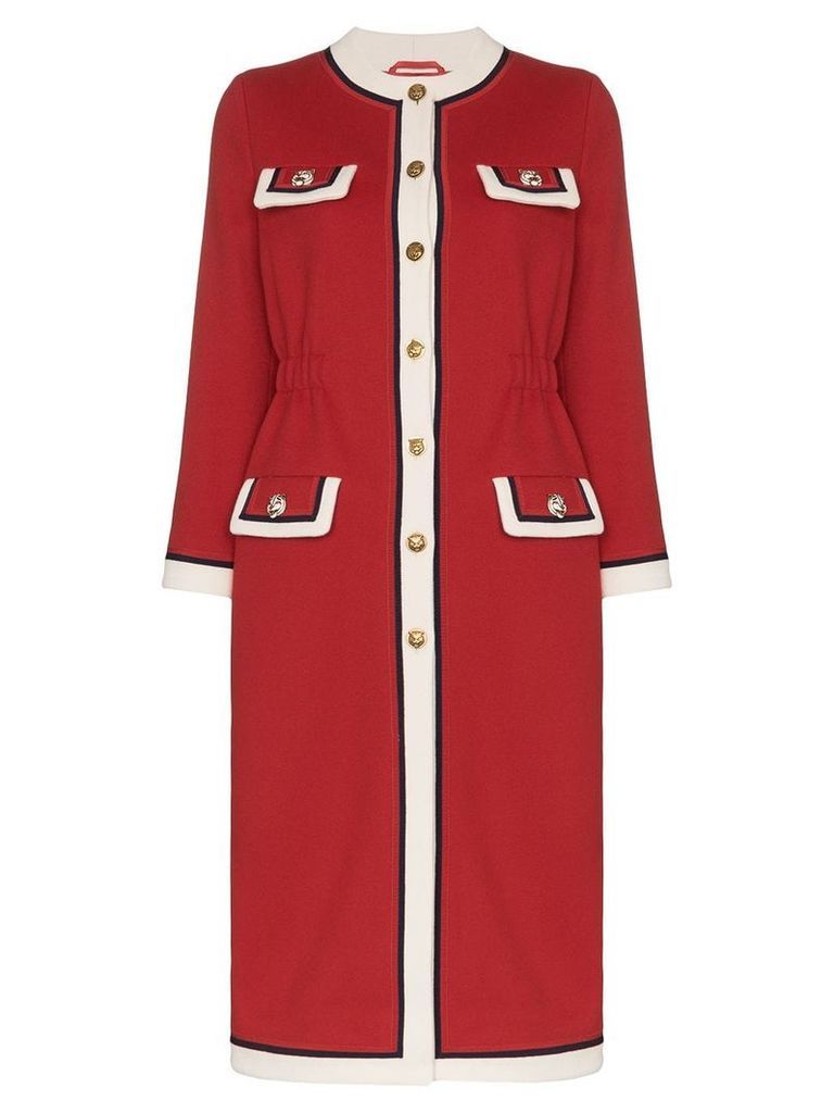Gucci collarless wool coat - Red