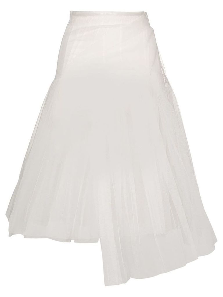 Shushu/Tong asymmetric tulle midi-skirt - White