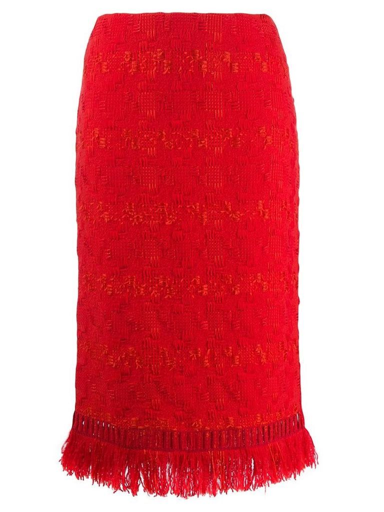Ermanno Scervino fringed pencil skirt - Red