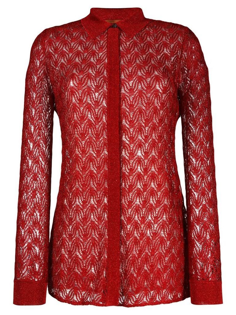 Missoni sheer knitted shirt - Red