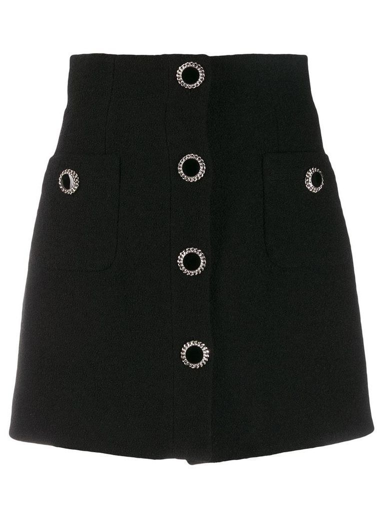 Alessandra Rich decorative button skirt - Black