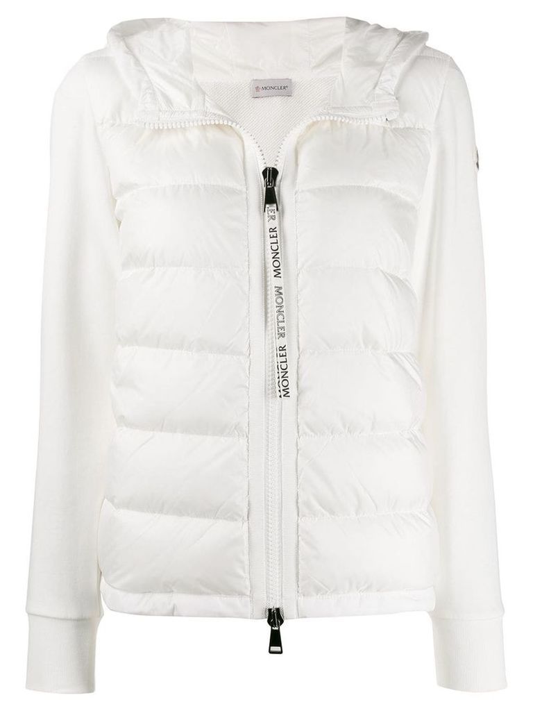 Moncler fabric and padded zipped jacket - White