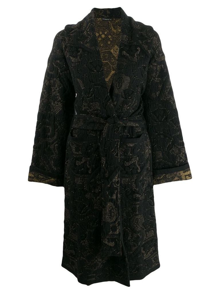 Etro floral pattern belted coat - Black